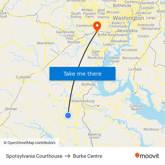 Spotsylvania Courthouse to Burke Centre map