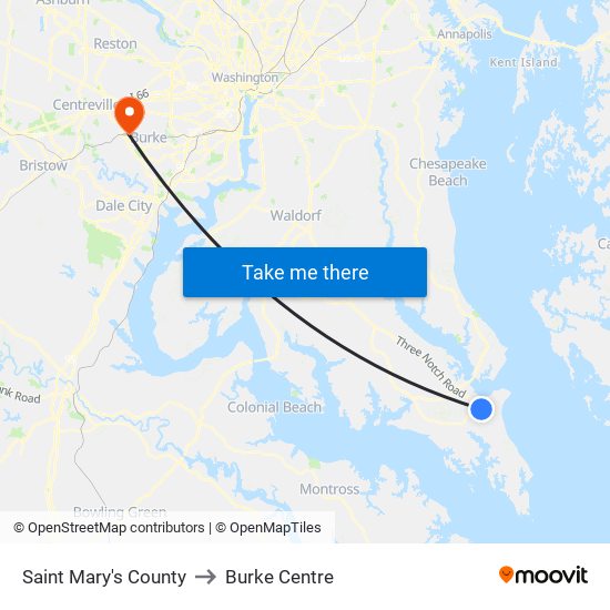 Saint Mary's County to Burke Centre map