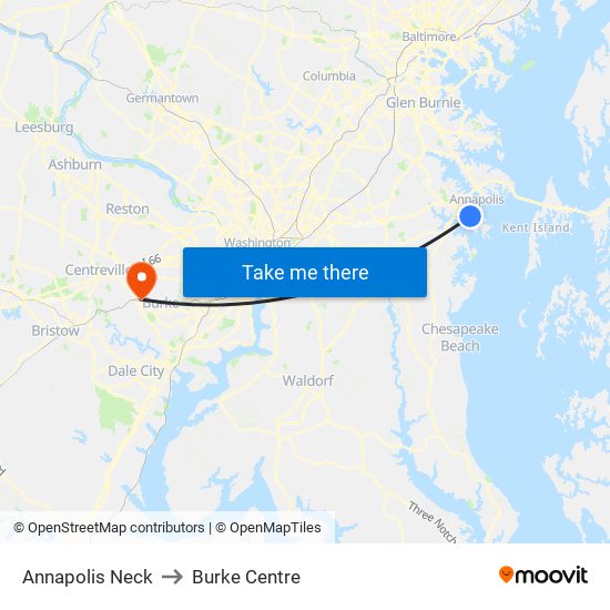 Annapolis Neck to Burke Centre map