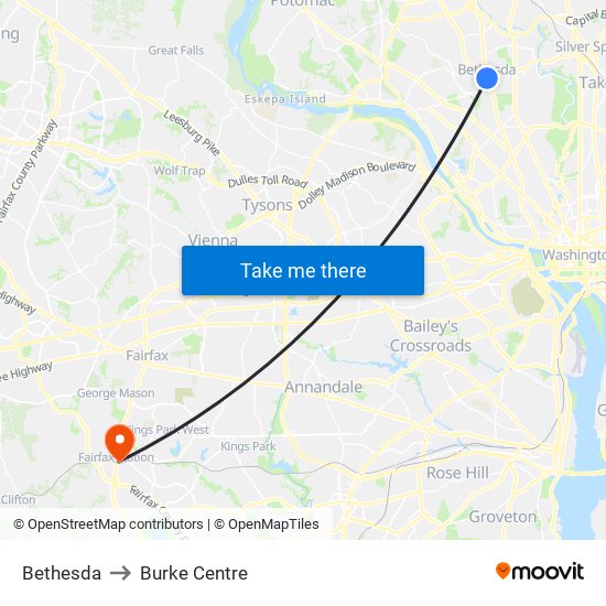 Bethesda to Burke Centre map