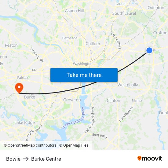 Bowie to Burke Centre map