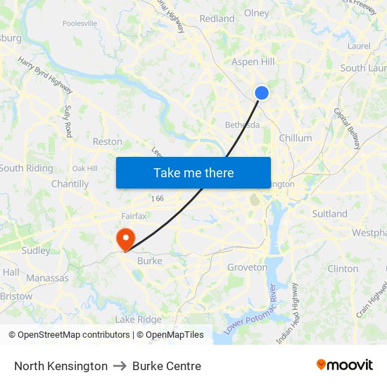 North Kensington to Burke Centre map