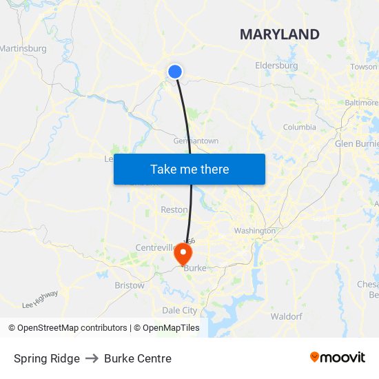 Spring Ridge to Burke Centre map