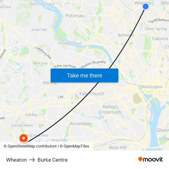 Wheaton to Burke Centre map