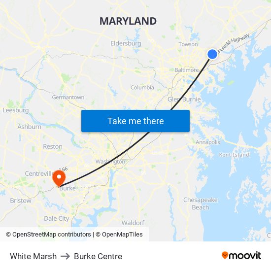 White Marsh to Burke Centre map