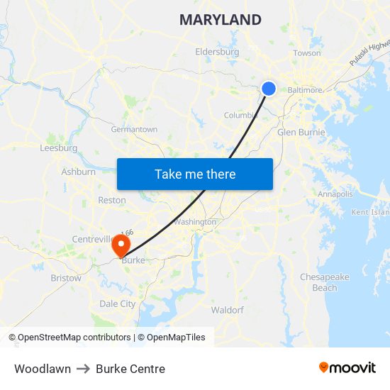 Woodlawn to Burke Centre map