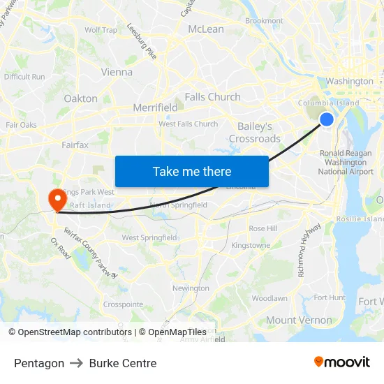 Pentagon to Burke Centre map