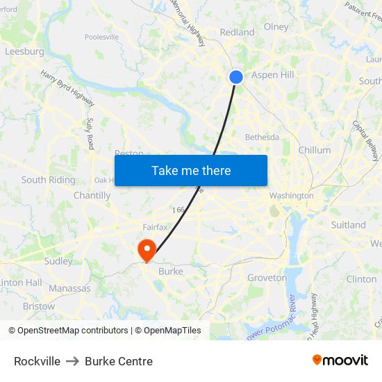 Rockville to Burke Centre map