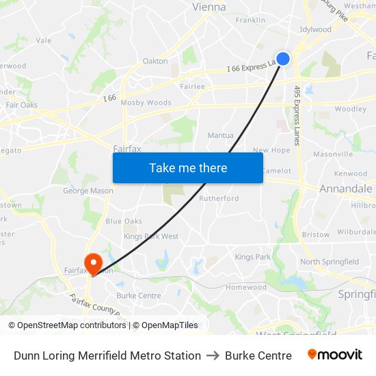 Dunn Loring Merrifield Metro Station to Burke Centre map