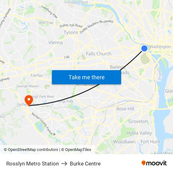 Rosslyn Metro Station to Burke Centre map