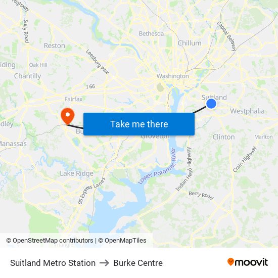 Suitland Metro Station to Burke Centre map