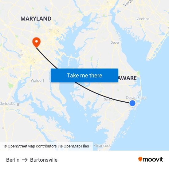 Berlin to Burtonsville map