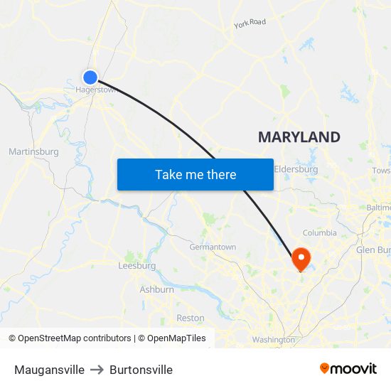 Maugansville to Burtonsville map