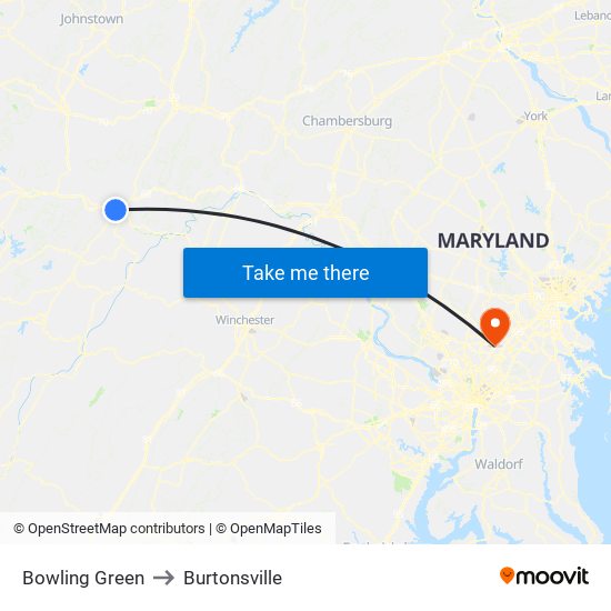 Bowling Green to Burtonsville map