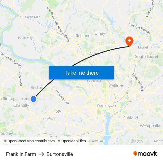 Franklin Farm to Burtonsville map