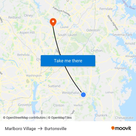 Marlboro Village to Burtonsville map