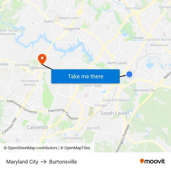 Maryland City to Burtonsville map