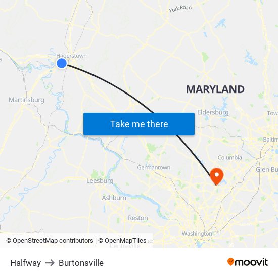 Halfway to Burtonsville map