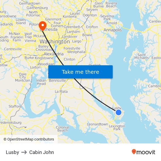 Lusby to Cabin John map