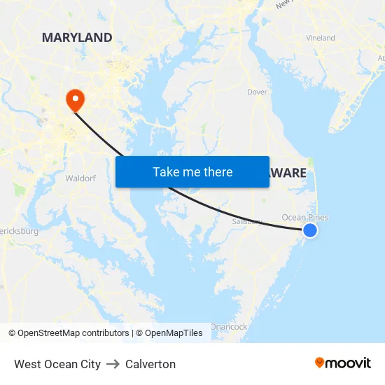 West Ocean City to Calverton map