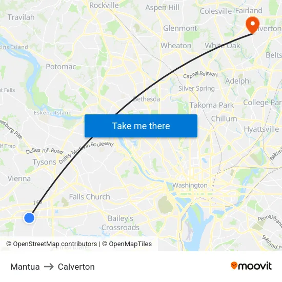 Mantua to Calverton map