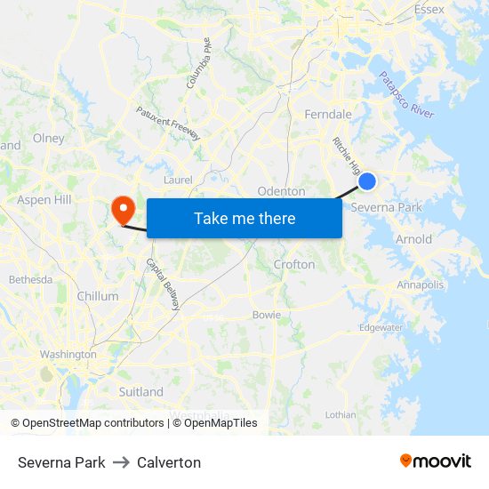 Severna Park to Calverton map