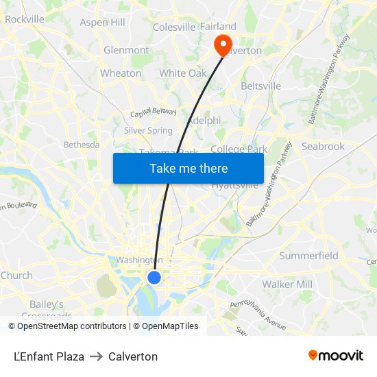 L'Enfant Plaza to Calverton map