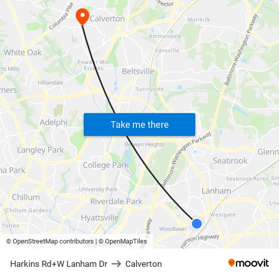 Harkins Rd+W Lanham Dr to Calverton map