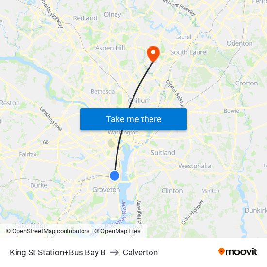 King Street-Old Town+Bay B to Calverton map