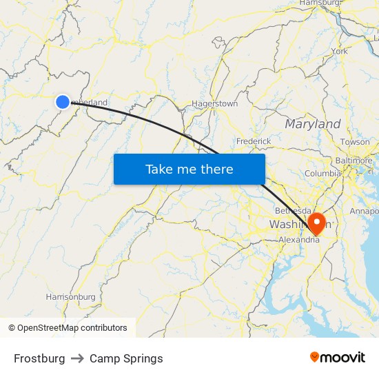 Frostburg to Camp Springs map