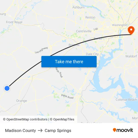 Madison County to Camp Springs map