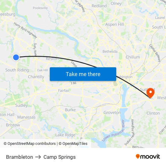 Brambleton to Camp Springs map