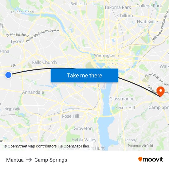 Mantua to Camp Springs map