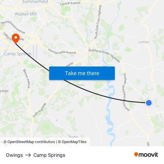 Owings to Camp Springs map