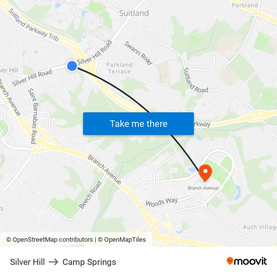 Silver Hill to Camp Springs map