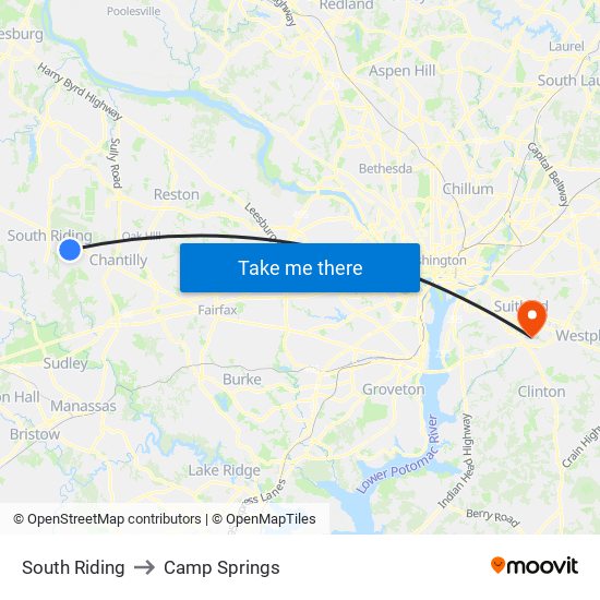 South Riding to Camp Springs map