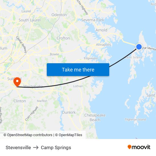 Stevensville to Camp Springs map