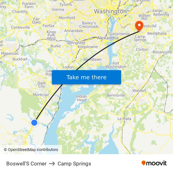 Boswell'S Corner to Camp Springs map