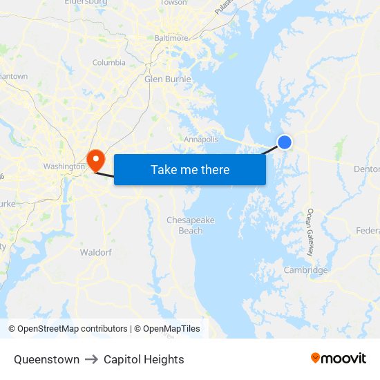 Queenstown to Capitol Heights map