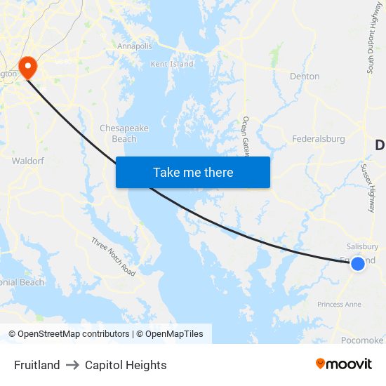 Fruitland to Capitol Heights map