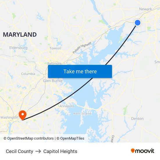 Cecil County to Capitol Heights map