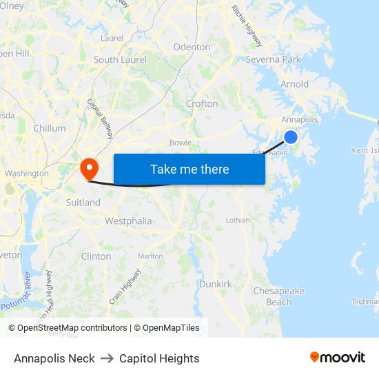 Annapolis Neck to Capitol Heights map