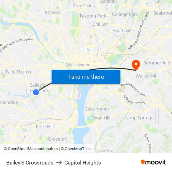 Bailey'S Crossroads to Capitol Heights map