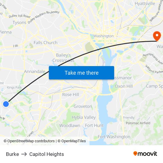 Burke to Capitol Heights map