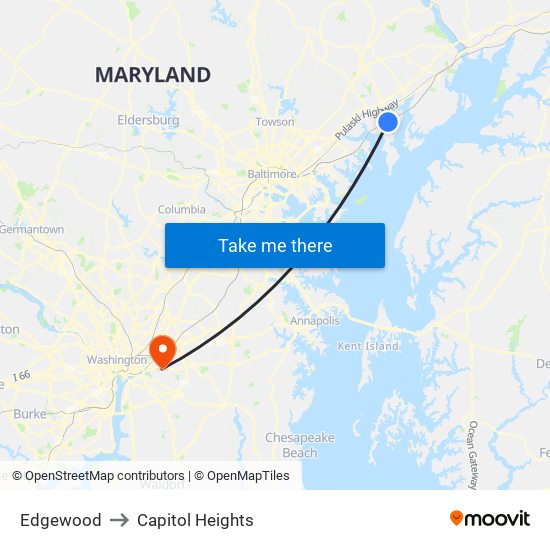 Edgewood to Capitol Heights map