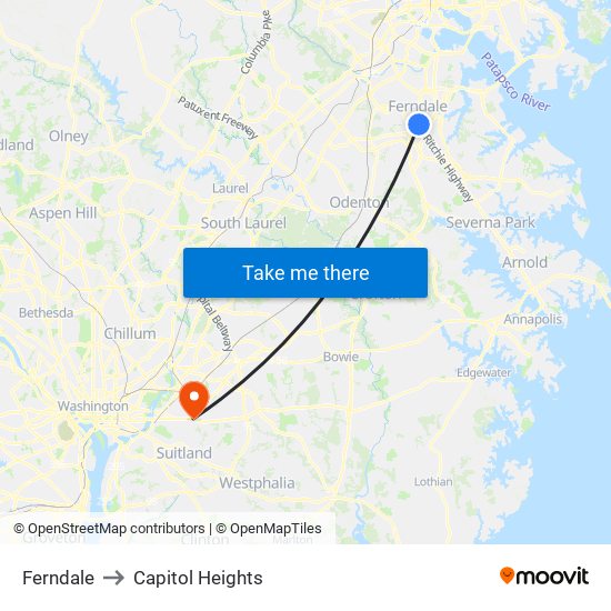 Ferndale to Capitol Heights map