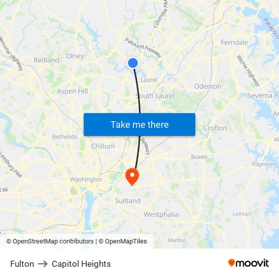 Fulton to Capitol Heights map