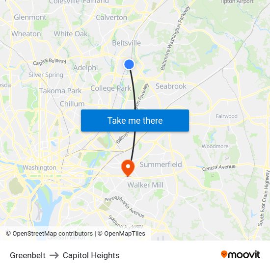 Capitol Heights Md Map Greenbelt To Capitol Heights, Washington, D.c. - Baltimore, Md With Public  Transportation