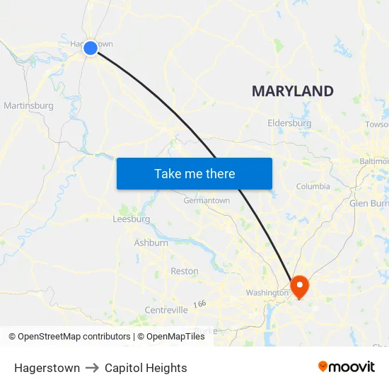 Hagerstown to Capitol Heights map