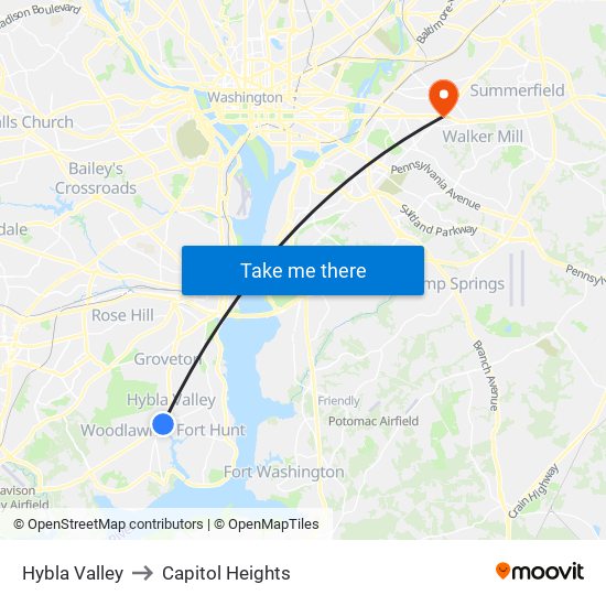 Hybla Valley to Capitol Heights map